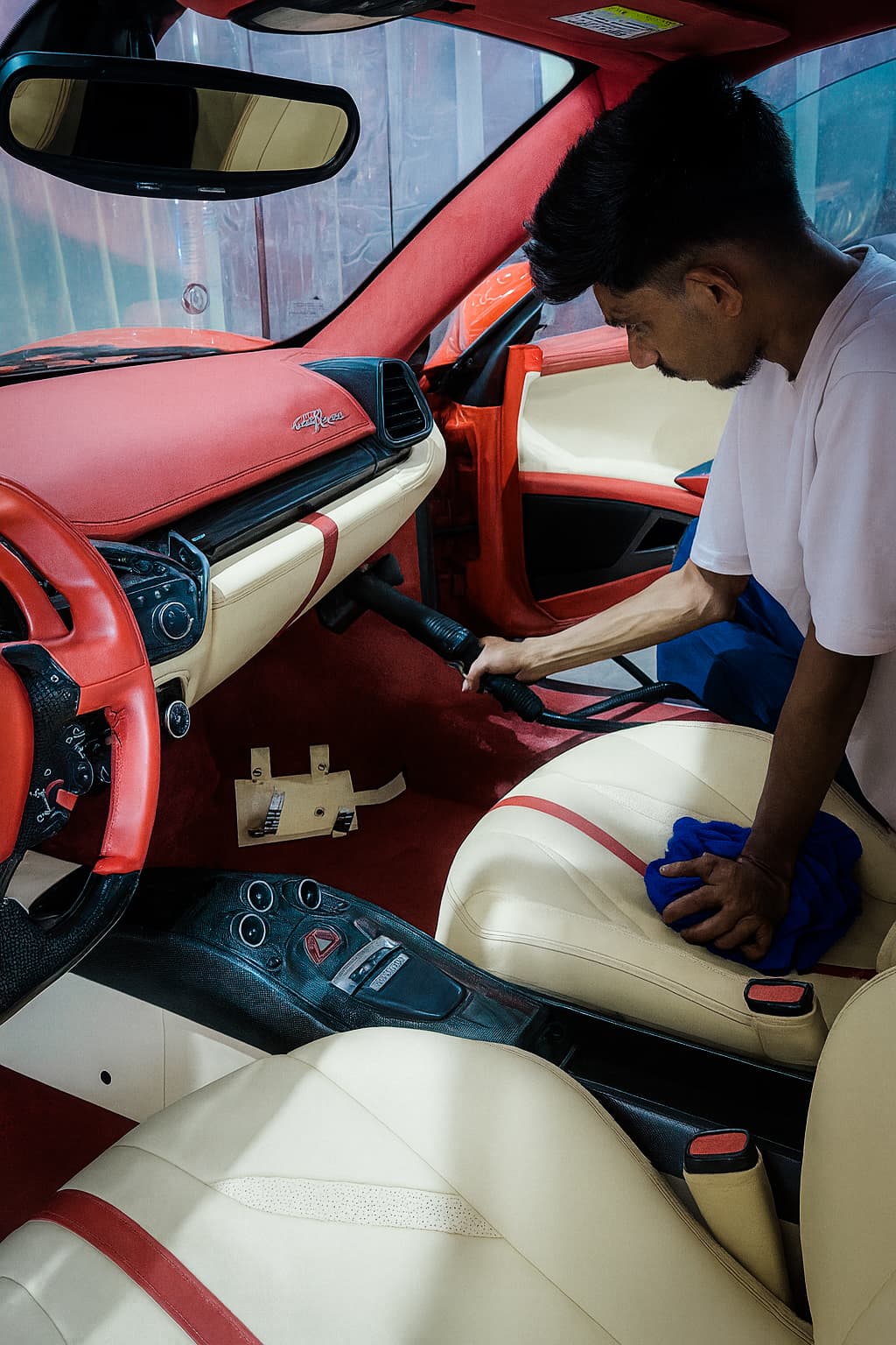 Car steam cleaning Dubai — interior deep clean process